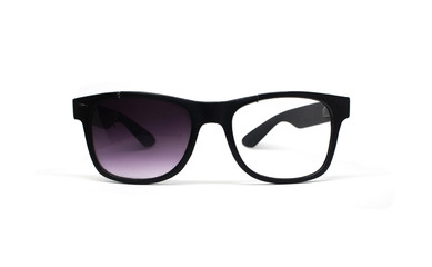 Fototapeta premium Broken Black sunglasses Isolated On White Background.