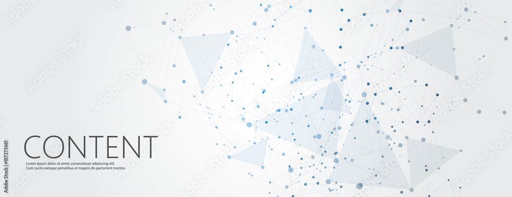 Poster Abstract polygonal horisontal background with abstract connecting dots and lines