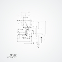 Network and connect lines and dots. Technology square communication background