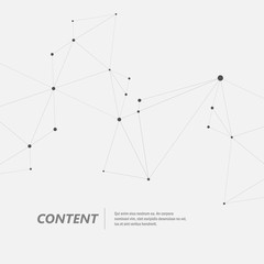 Technology abstract background with connected line and dots. Vector geometric illustration