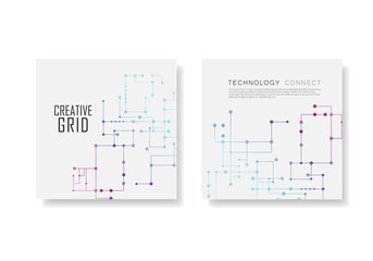 Circuit line background, connected dots and lines. Vector abstract design