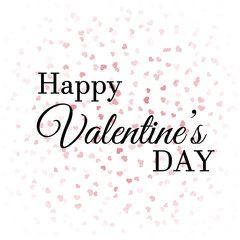 Fototapeta na wymiar Valentine's Day greeting card with red hearts and black text. Vector