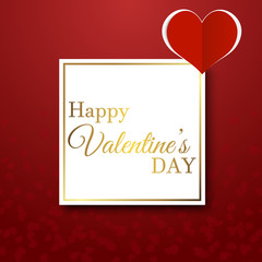 Valentine's Day greeting card with red paper heart and text. Vector