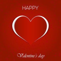 Valentine's Day greeting card with red paper heart and text. Vector