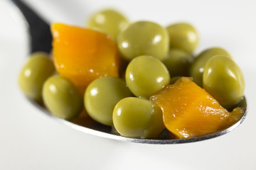 Peas and Carrots on a Spoon