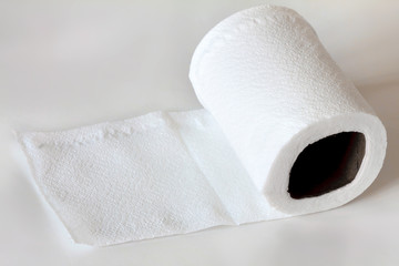 Close up a texture of white toilet paper roll