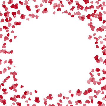 Valentine's greeting card with flying red hearts and place for text. Vector