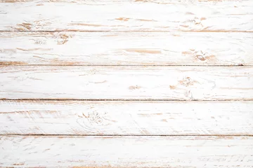 Foto op Plexiglas Vintage witte houten achtergrond - oude verweerde houten plank geschilderd in witte kleur. © jakkapan
