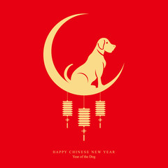 Chinese New Year card. Celebrate year of the dog.