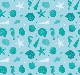 Seamless background with marine life