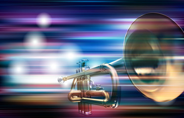 abstract grunge background with trumpet © lembit