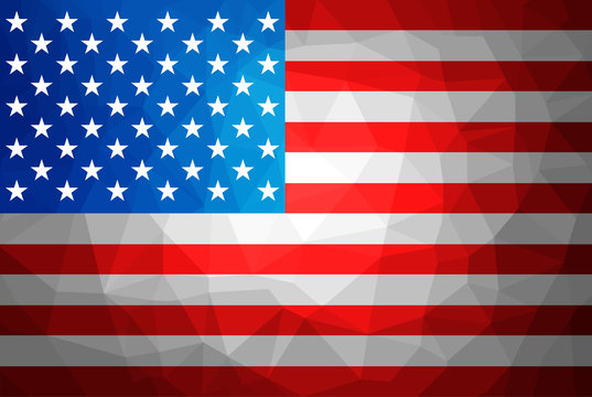 USA Flag Abstract polygon background.
