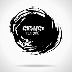 Grunge ink round brush strokes. Freehand black brushes. Handdrawn dry brush black smears. Modern vector illustration.