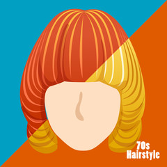 70s Vintage Hairstyle Set : Vector Illustration