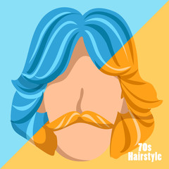 70s Vintage Hairstyle Set : Vector Illustration