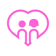 Couple In Love Heart Shape Outline Vector Illustration Graphic