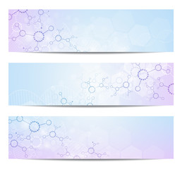 Set of modern scientific banners.
