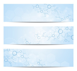 Set of modern scientific banners.