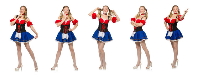 Woman in Oktoberfest concept on white