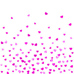 Heart frame for Valentines day with pink glitter. February 14th day. Vector confetti for heart frame template. Grunge hand drawn texture. Love theme for flyer, special business offer, promo.