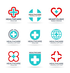 Medicine and Healthcare. Medical icons set and healthcare logo design elements