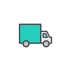 Delivery truck filled outline icon, line vector sign, linear colorful pictogram isolated on white. Truck symbol, logo illustration. Pixel perfect vector graphics