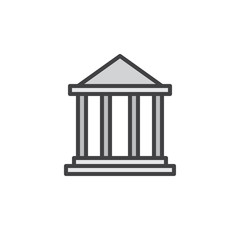 Bank building filled outline icon, line vector sign, linear colorful pictogram isolated on white. Banking house symbol, logo illustration. Pixel perfect vector graphics