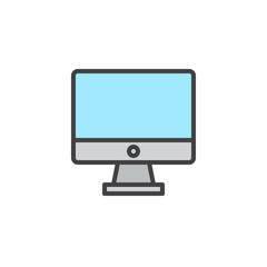 Computer display filled outline icon, line vector sign, linear colorful pictogram isolated on white. Monitor symbol, logo illustration. Pixel perfect vector graphics