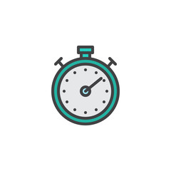 Stopwatch filled outline icon, line vector sign, linear colorful pictogram isolated on white. Chronometer symbol, logo illustration. Pixel perfect vector graphics