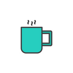 Hot coffee cup filled outline icon, line vector sign, linear colorful pictogram isolated on white. Symbol, logo illustration. Pixel perfect vector graphics