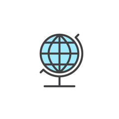 Globe earth filled outline icon, line vector sign, linear colorful pictogram isolated on white. Global planet symbol, logo illustration. Pixel perfect vector graphics