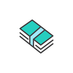 Money bill filled outline icon, line vector sign, linear colorful pictogram isolated on white. Cash money paper banknote symbol, logo illustration. Pixel perfect vector graphics