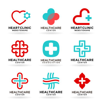 Medicine and Healthcare. Medical icons set and healthcare logo design elements