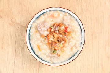 Brown rice porridge on the table