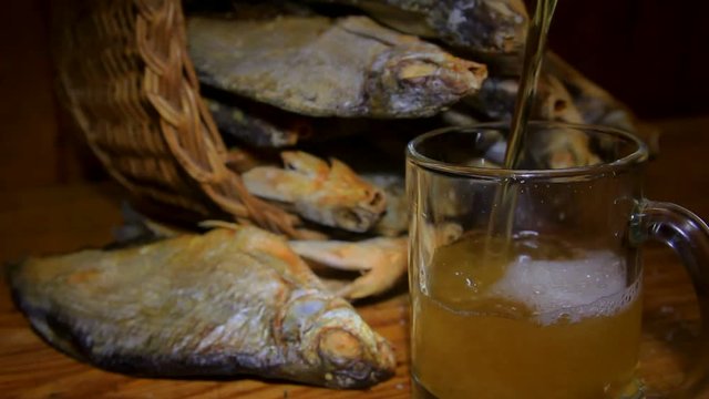 dry fish and beer