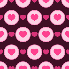 Vector illustration with pink hearts. Seamless pattern for Valentine's Day. Romantic background.