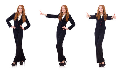 Fototapeta premium Woman businesswoman in business concept isolated on white