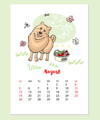  Funny Spitz Dog Sketch  Calendar