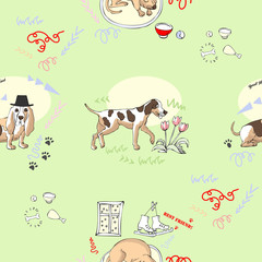 Seamless Pattern with Dogs