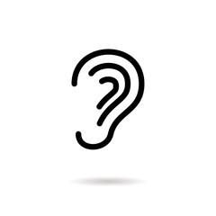 Ear line vector icon.