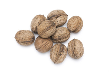 Walnuts on white