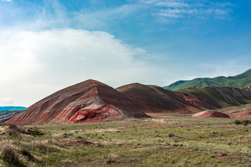 Amazing striped red mountains