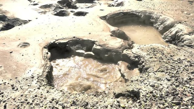 Geyser on the slope of Ebeko volcano, Paramushir island, northern Kuril Islands, Sea of Okhotsk, Russia. SlowMotion