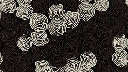 Pattern from black and white flowers