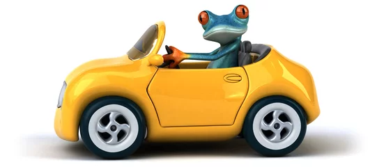 Papier Peint photo autocollant Course de voitures Fun frog- 3D Illustration