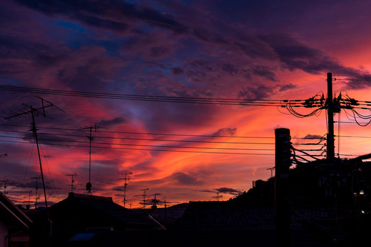 Fototapeta ドラマチックな夕暮れの空