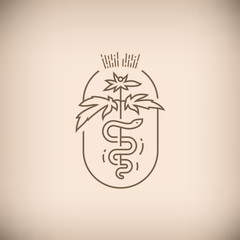 Marijuana and snake brown emblem