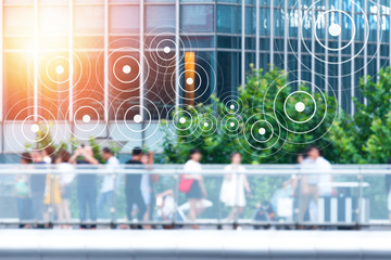 Big data , Iot , Internet of things every where , beacon and smart city technology concept. Neural...