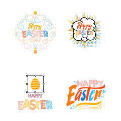 Happy Easter set banners. Hand Drawing Vector Lettering design. Can be used for posters, postcards, prints on clothes.