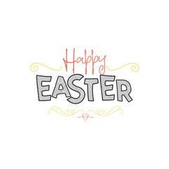 Happy Easter. Hand Drawing Vector Lettering design. Can be used for posters, postcards, prints on clothes.